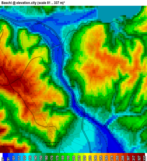 Baschi elevation map