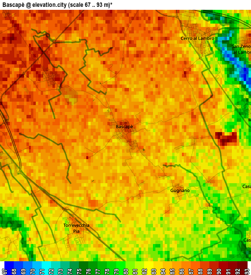 Bascapè elevation map