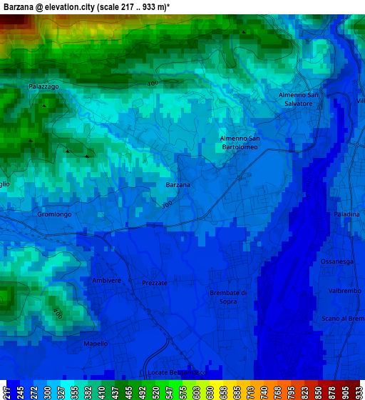 Barzana elevation map