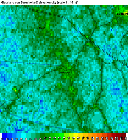 Giacciano con Baruchella elevation map