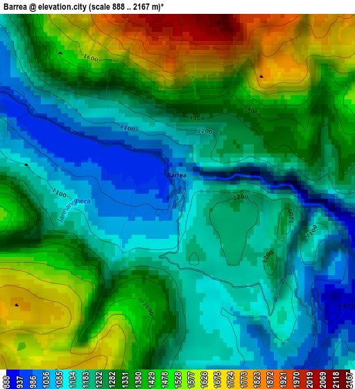 Barrea elevation map