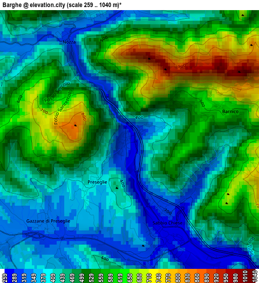 Barghe elevation map