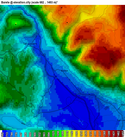 Barete elevation map