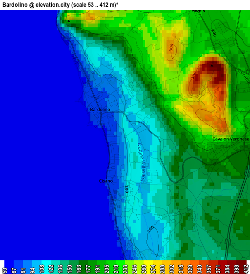 Bardolino elevation map