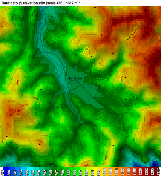 Bardineto elevation map