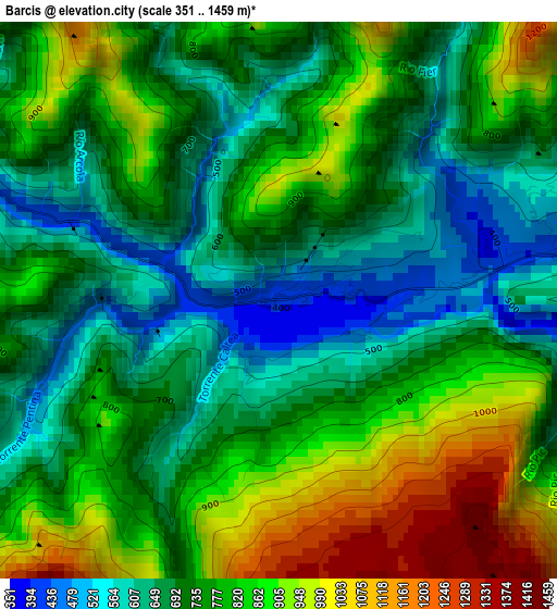 Barcis elevation map