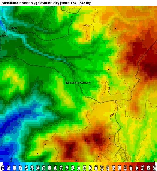 Barbarano Romano elevation map