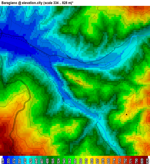 Baragiano elevation map