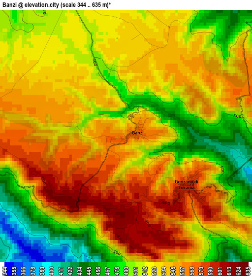 Banzi elevation map