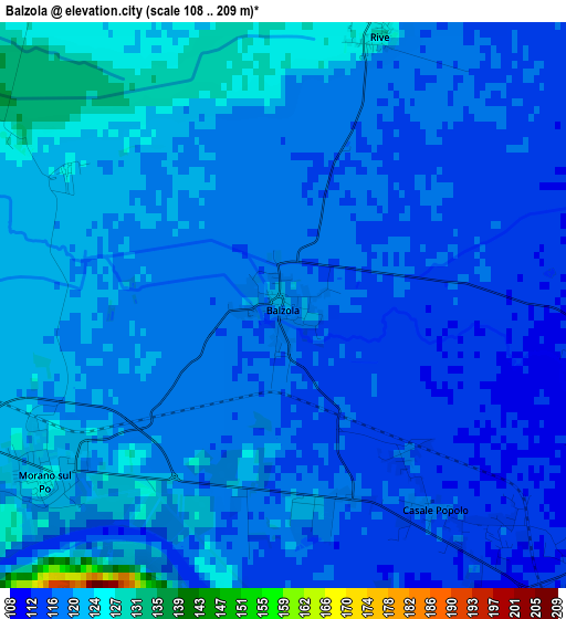 Balzola elevation map