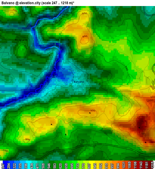 Balvano elevation map