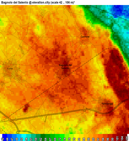 Bagnolo del Salento elevation map