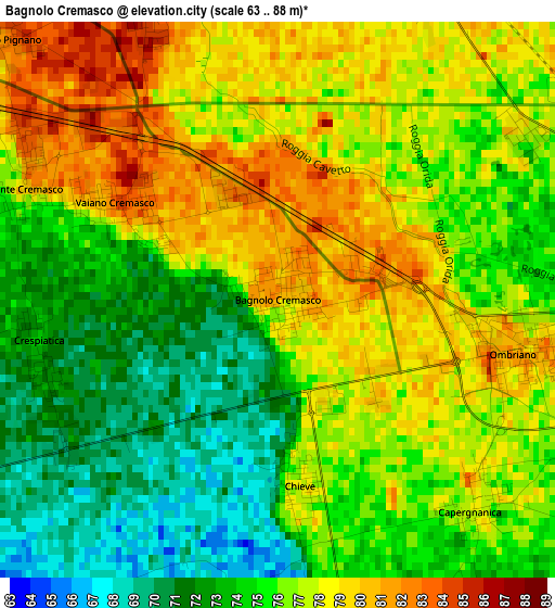 Bagnolo Cremasco elevation map