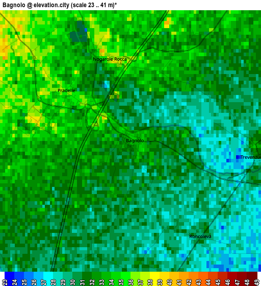 Bagnolo elevation map