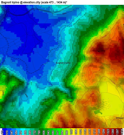 Bagnoli Irpino elevation map