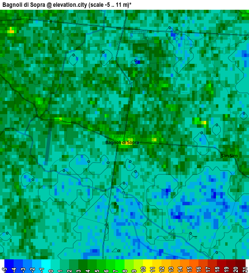 Bagnoli di Sopra elevation map