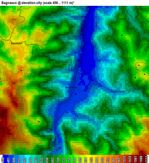 Bagnasco elevation map