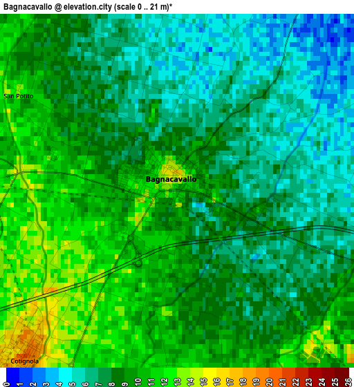 Bagnacavallo elevation map