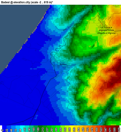 Badesi elevation map