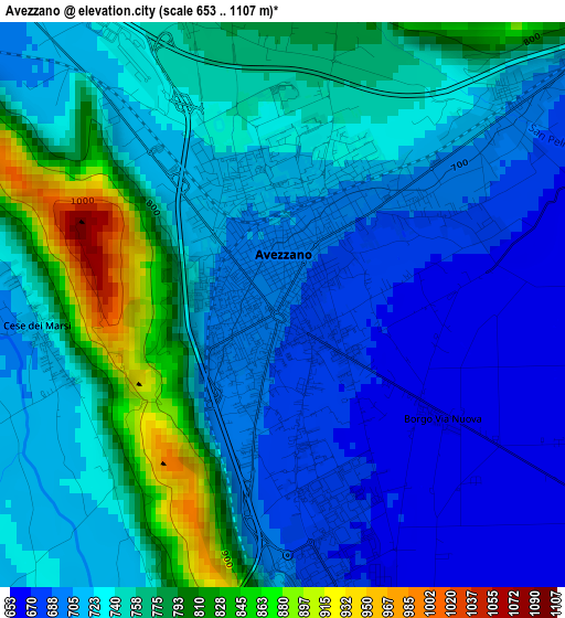 Avezzano elevation map