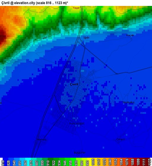 Çivril elevation map