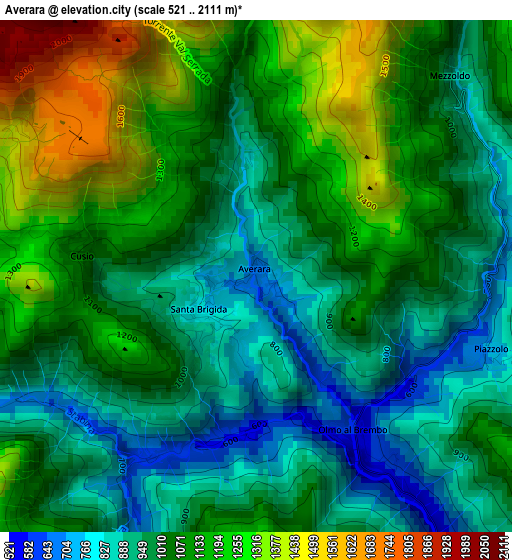 Averara elevation map