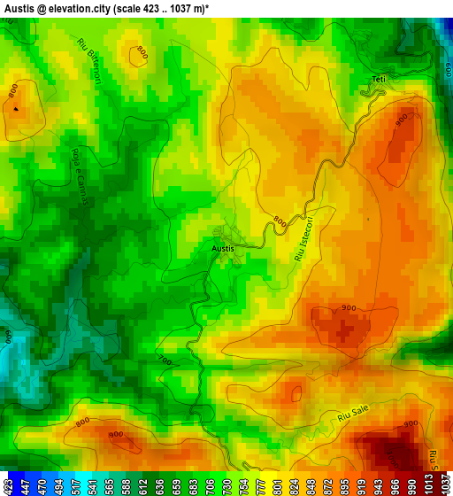 Austis elevation map