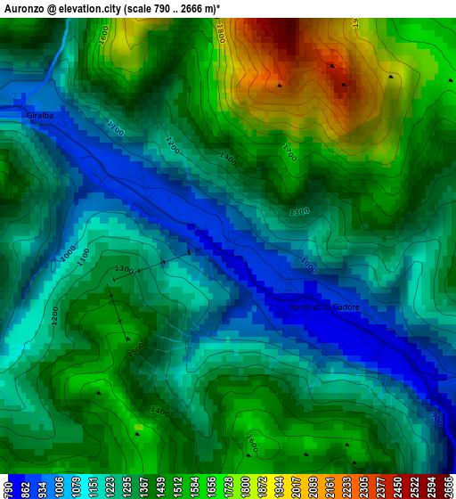 Auronzo elevation map