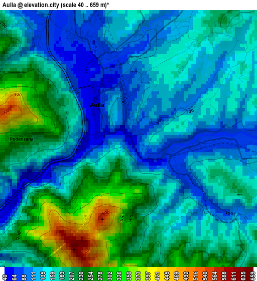 Aulla elevation map