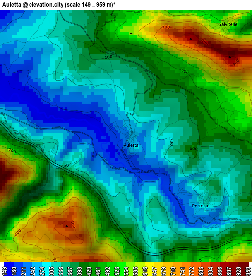 Auletta elevation map