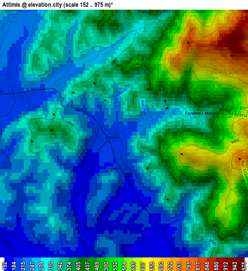 Attimis elevation map