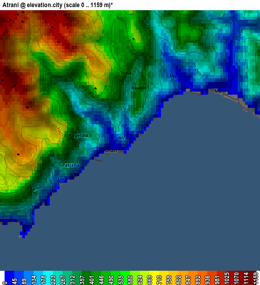 Atrani elevation map