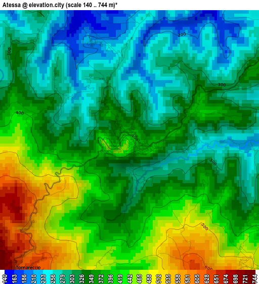 Atessa elevation map