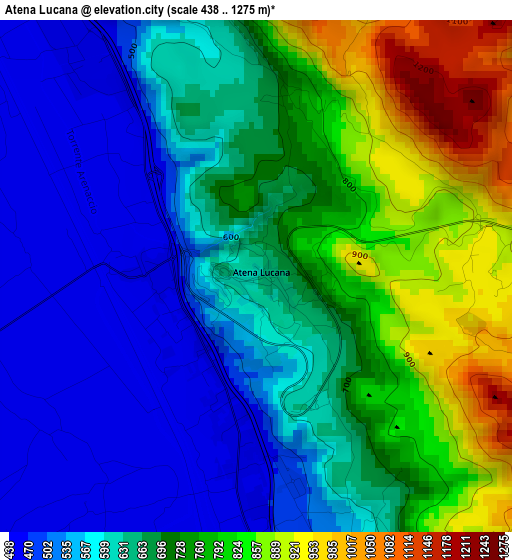 Atena Lucana elevation map