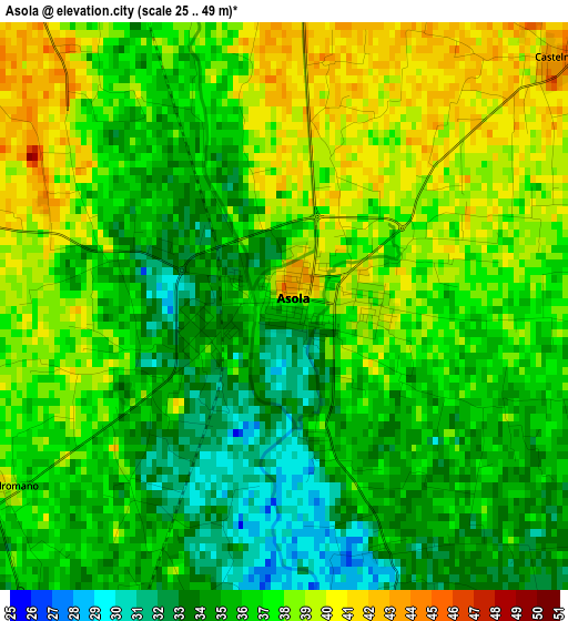 Asola elevation map