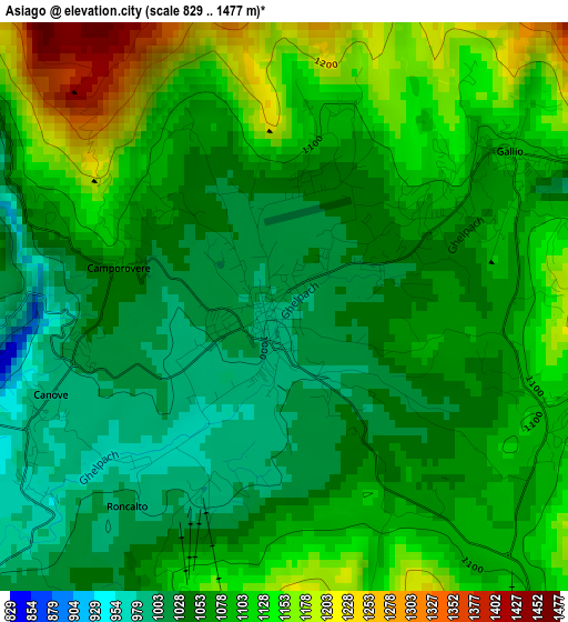 Asiago elevation map