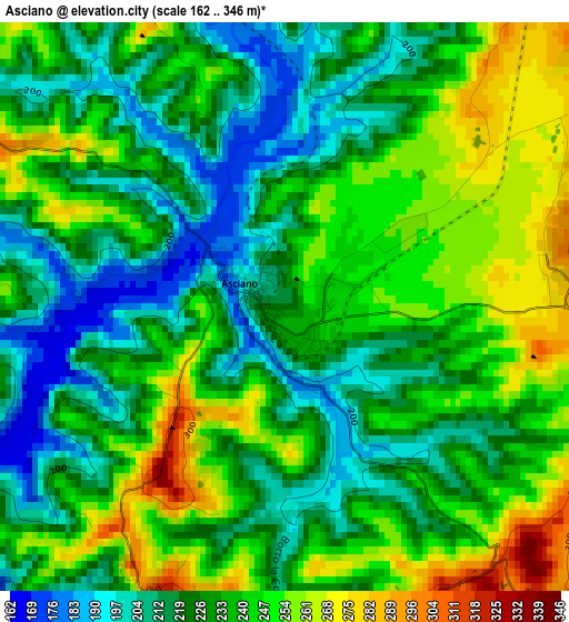 Asciano elevation map