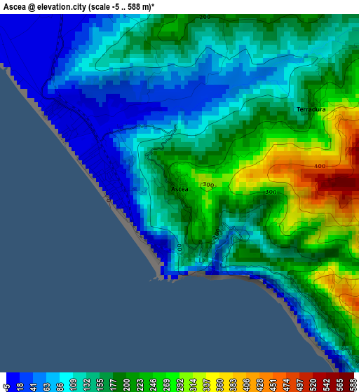 Ascea elevation map