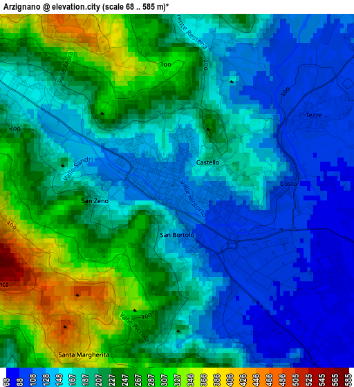 Arzignano elevation map