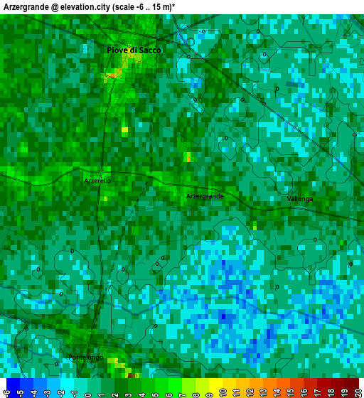 Arzergrande elevation map