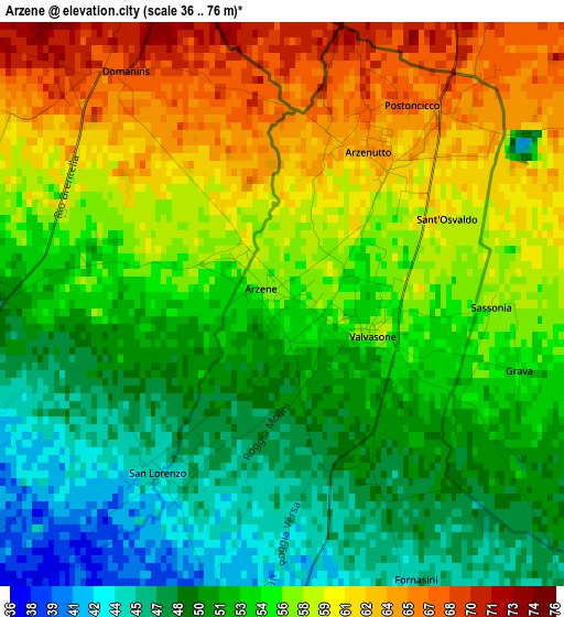 Arzene elevation map