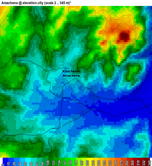 Arzachena elevation map