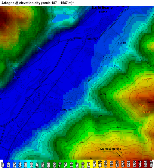 Artogne elevation map