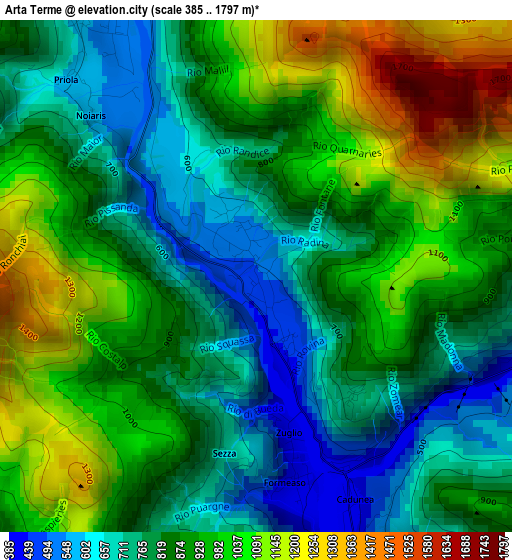 Arta Terme elevation map