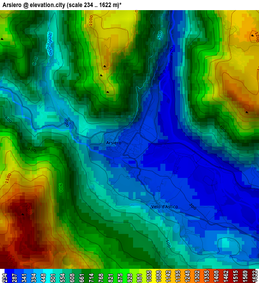 Arsiero elevation map