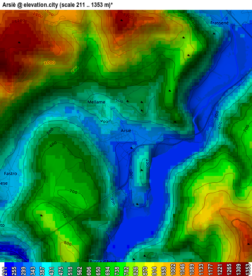 Arsiè elevation map