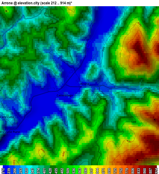 Arrone elevation map