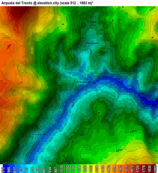 Arquata del Tronto elevation map