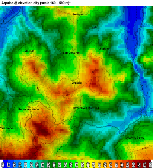 Arpaise elevation map