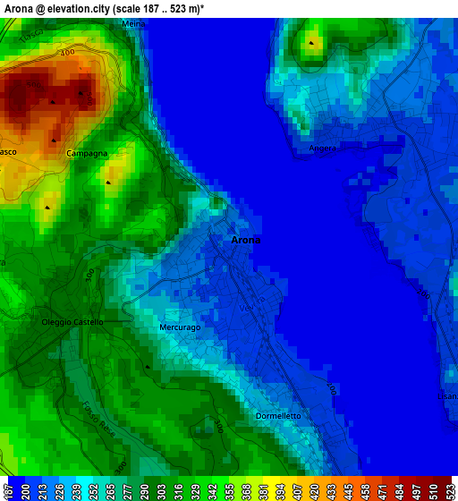 Arona elevation map